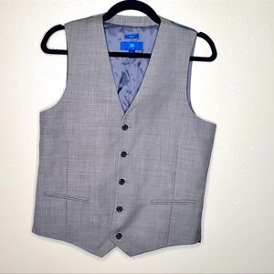 Egara Slim Fit Shark Skin Gray Vest Waist Coat Small